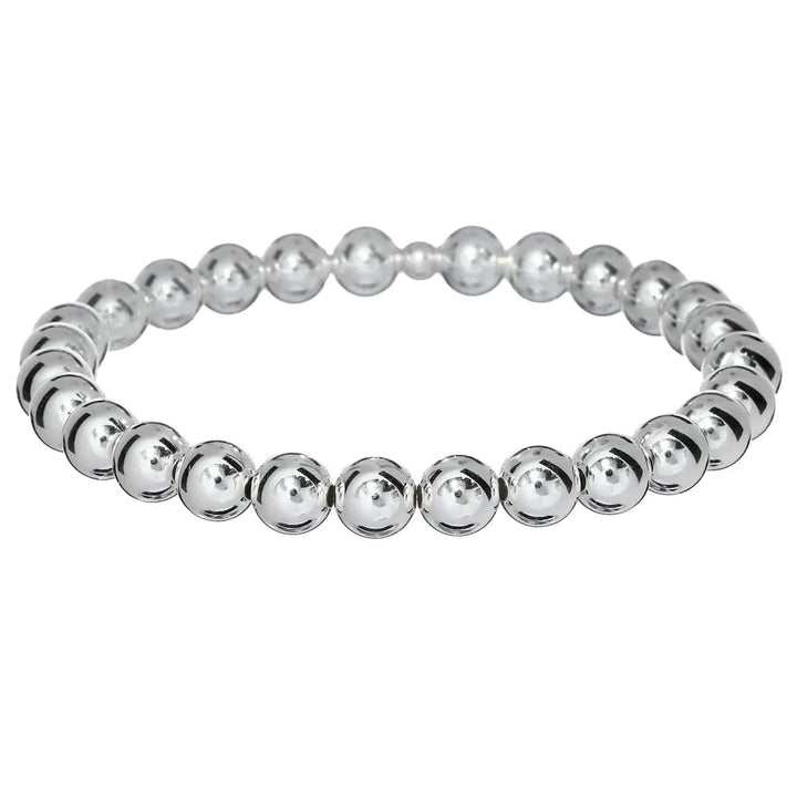 bara boheme Bracelet Sterling Silver / Stretchy 7" 7mm Classic Ball Bead Bracelet