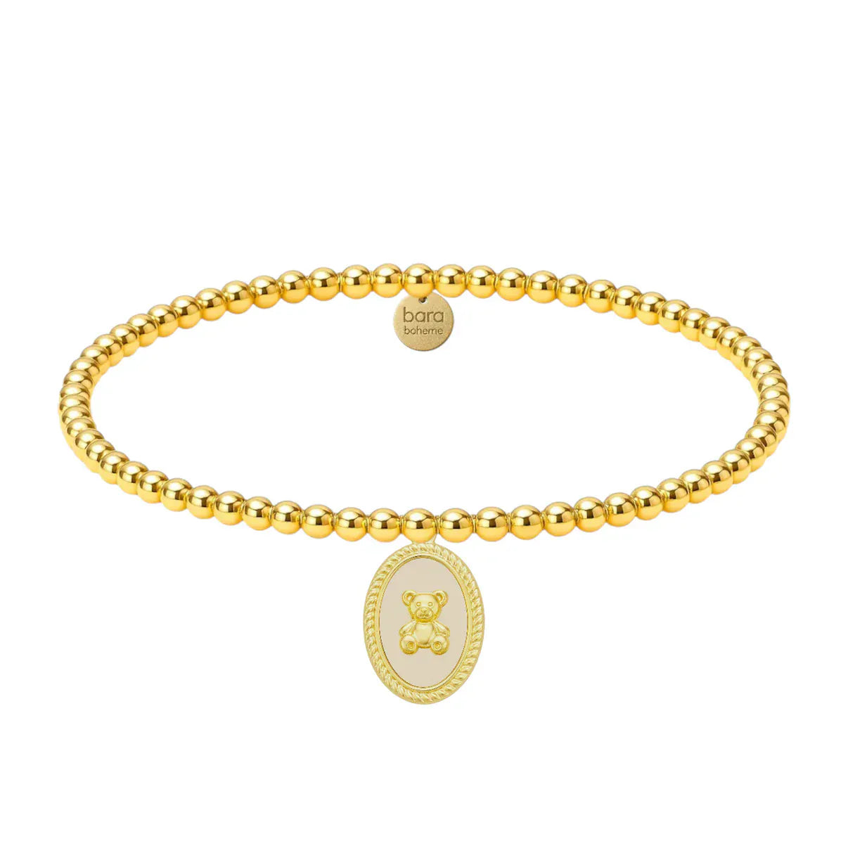 bara boheme Fashion Bear Medallion MOP | Gold Filled Charm Bracelet