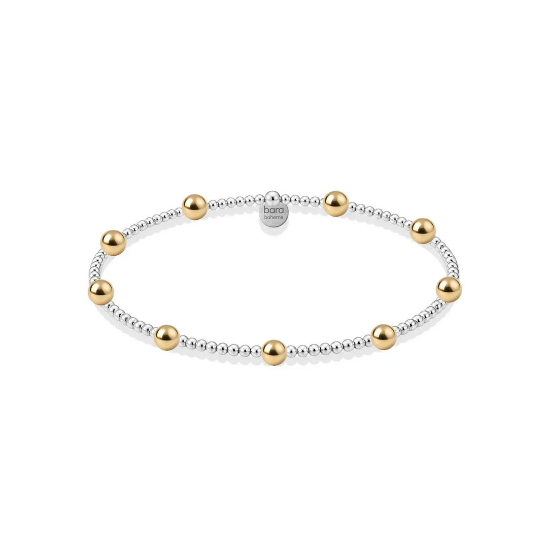 bara boheme Fashion Elea | 2 Tone Sterling Silver Beaded Bracelet with Gold Fill