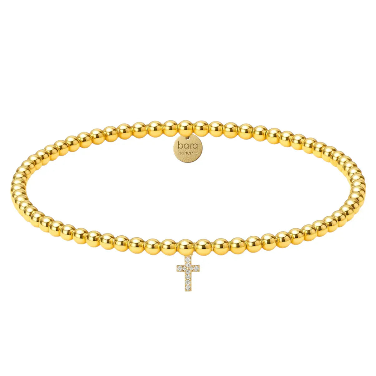 bara boheme Fashion Faith Cross Charm | Gold Filled Beaded Bracelet