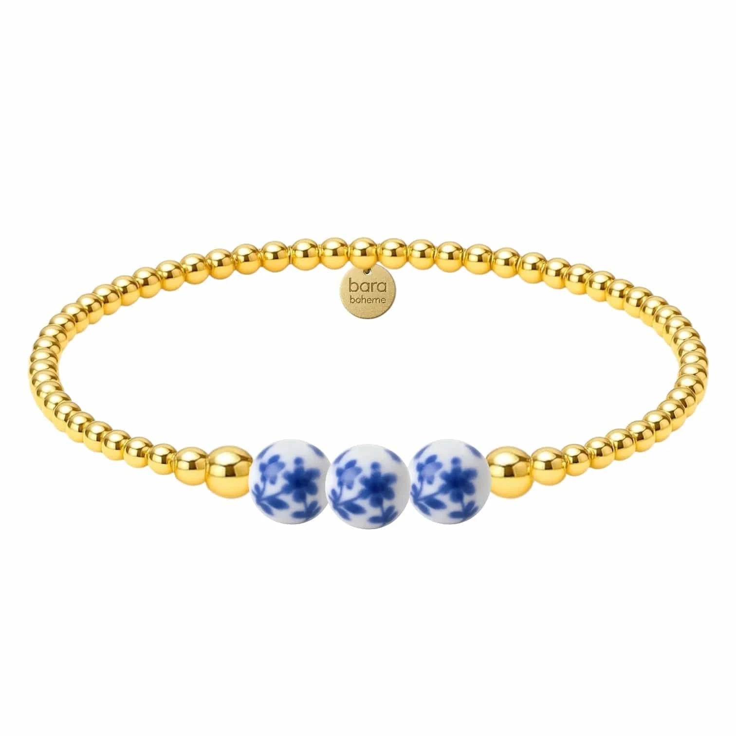 bara boheme Fashion "Magnolia" Gold Filled Beaded Bracelet with Porcelain