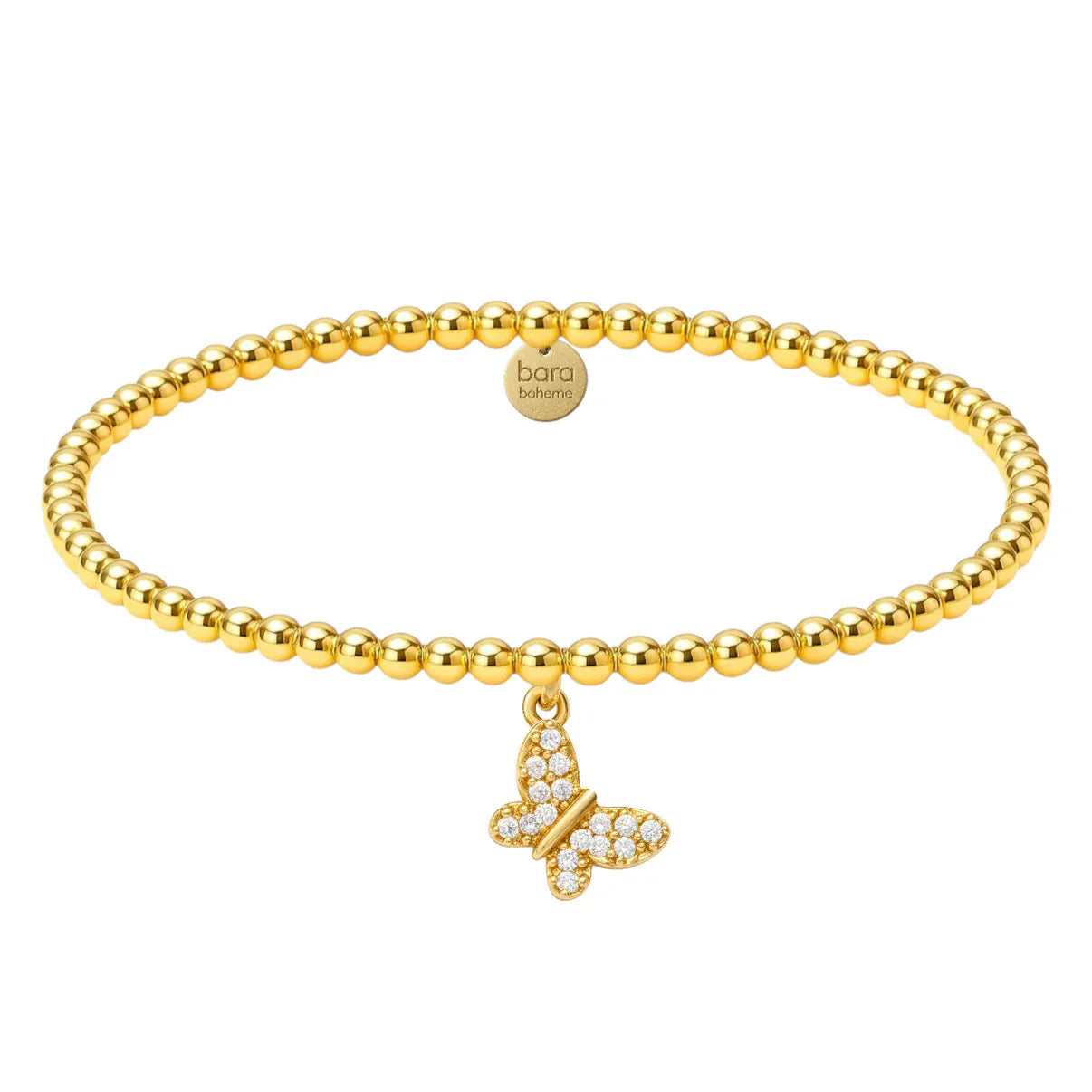 bara boheme Fashion Pave Butterfly Charm | Gold Filled Beaded Bracelet
