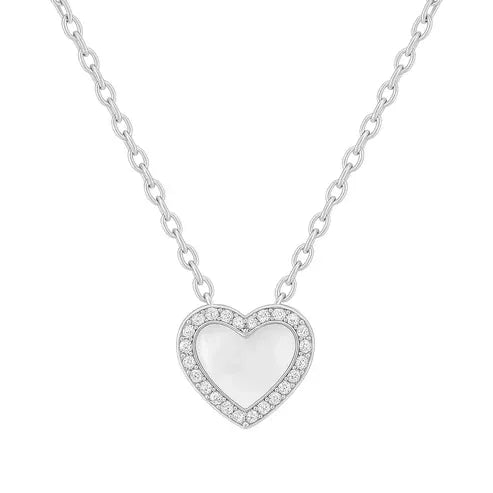 bara boheme Fashion Pearly | Pave Heart Necklace