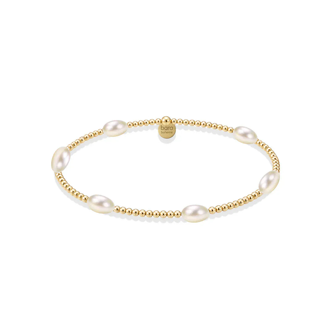 bara boheme Fashion Piper | Gold Filled Beaded Bracelet with Pearls