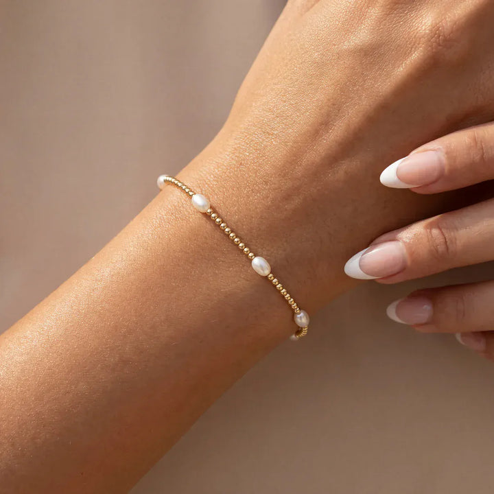 bara boheme Fashion Piper | Gold Filled Beaded Bracelet with Pearls