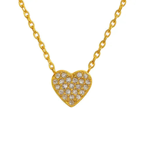 bara boheme Fashion Tiny Heart | Pave Gold Plated Necklace