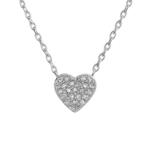 bara boheme Fashion Tiny Heart | Pave Sterling Silver Necklace