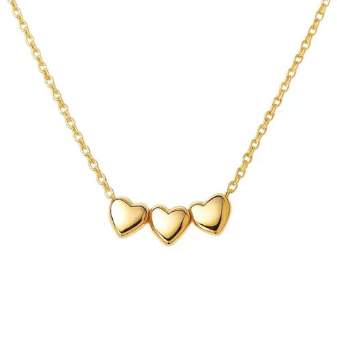bara boheme Fashion Triple Bubble Heart | Gold Plated Necklace