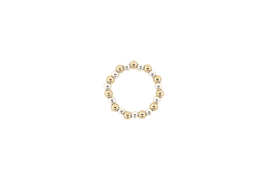 bara boheme Ring 2 Tone - Gold + Sterling Silver / 7 3mm Classic Ball Beads Rings