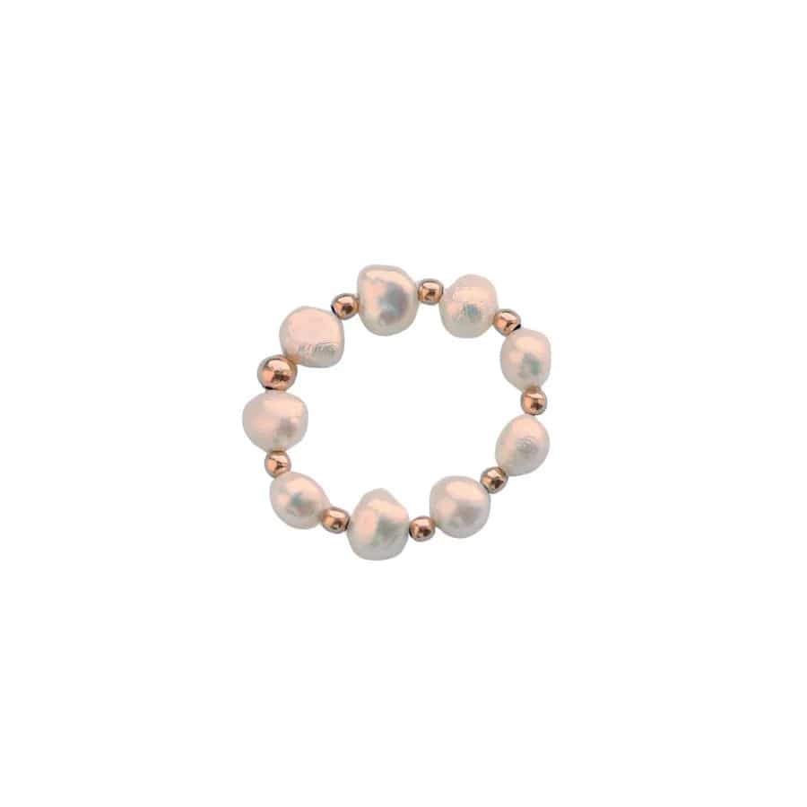 bara boheme Ring "Amelia" 14k Gold-filled Ball & Pearl Stretchy Beaded Ring