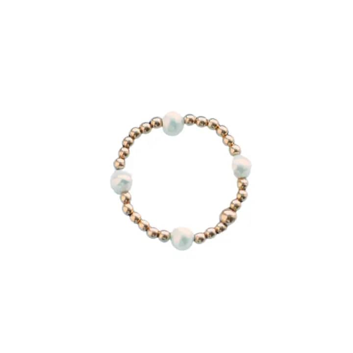 bara boheme Ring "Bara" Fresh Water Pearl Ball Beaded Stretchy Ring