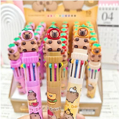 BC USA Paper Capybara With Hat 10-color Retractable Ball Pen