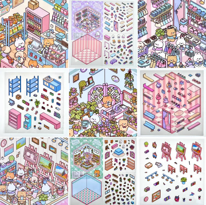 BC USA Stickers 3D Diorama Stickers - Stores