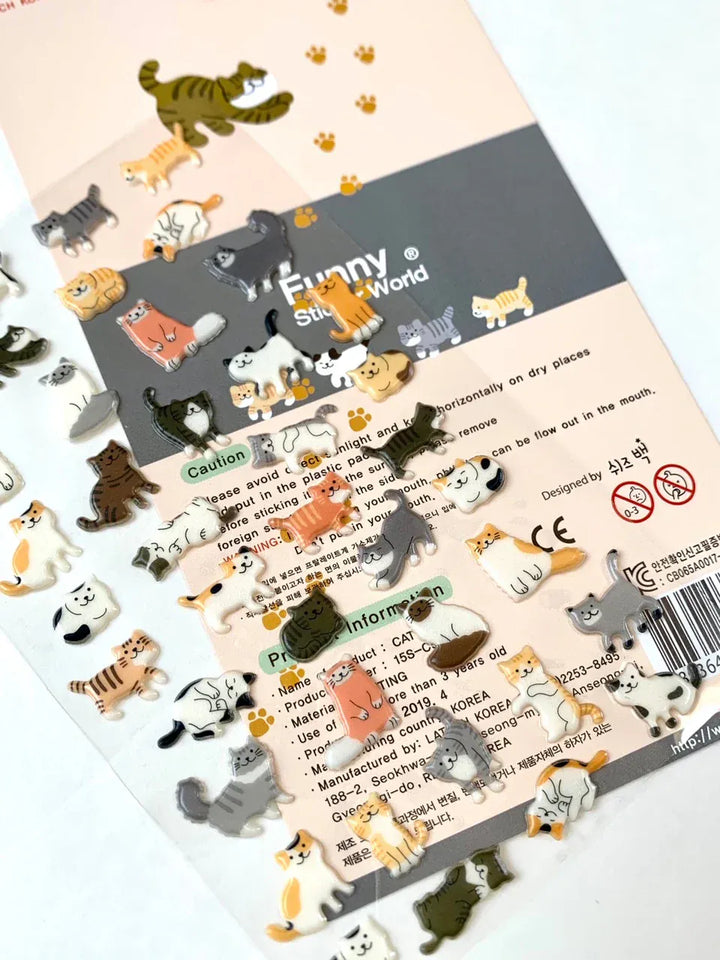 BC USA Stickers Cat Puffy Stickers