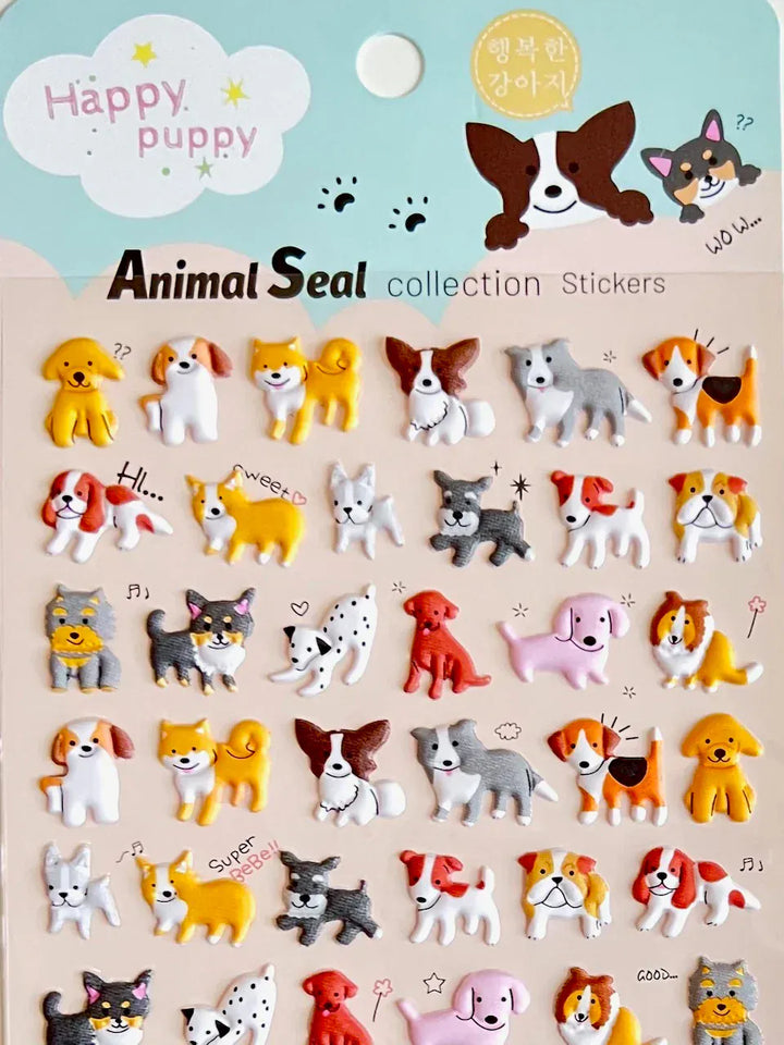 BC USA Stickers Puppy Puffy Stickers