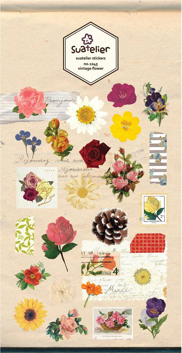 BC USA Stickers Vintage Flower Stickers