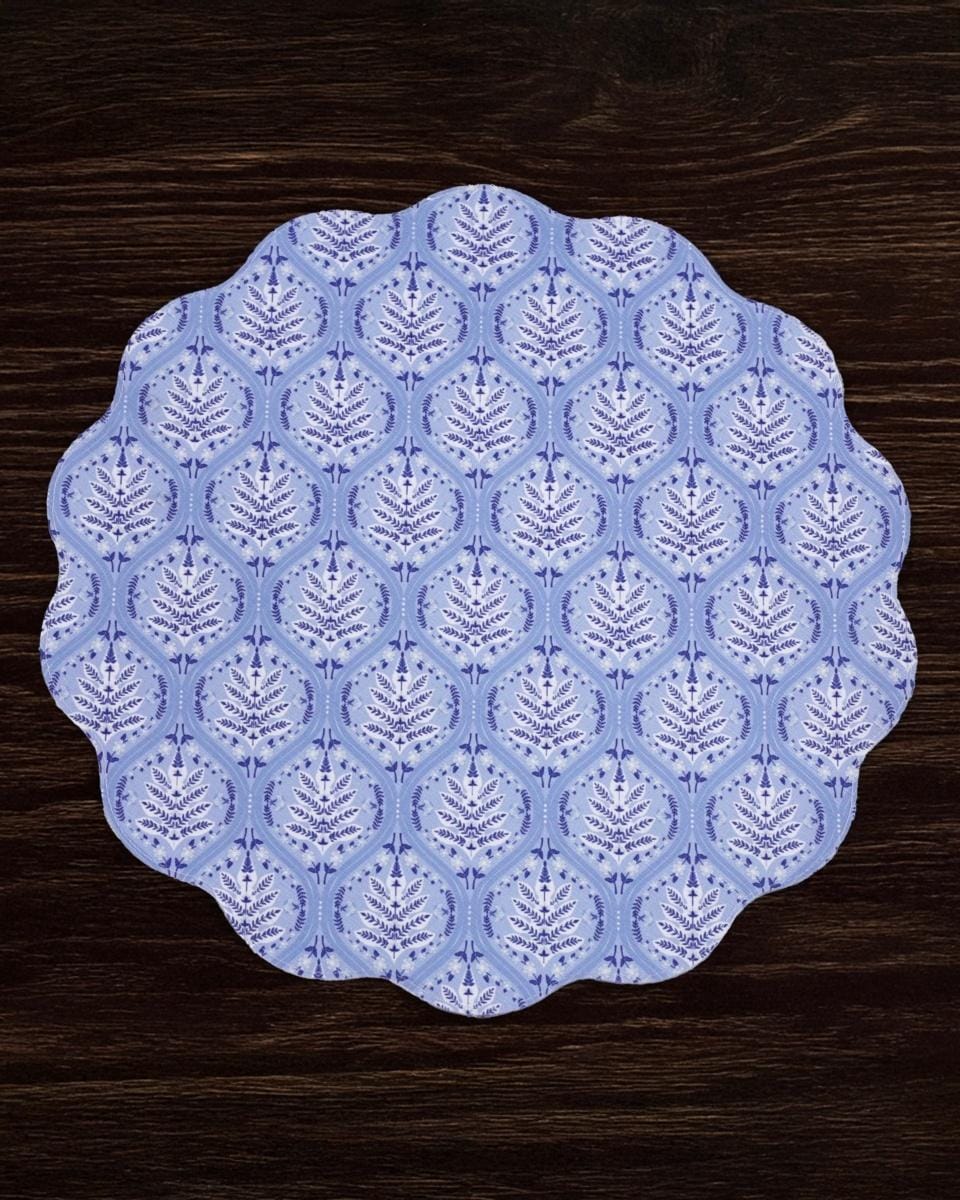 Beatriz Ball Home VIDA Blooms & Branches Reversible Round Placemats Set of 4 Navy & Green