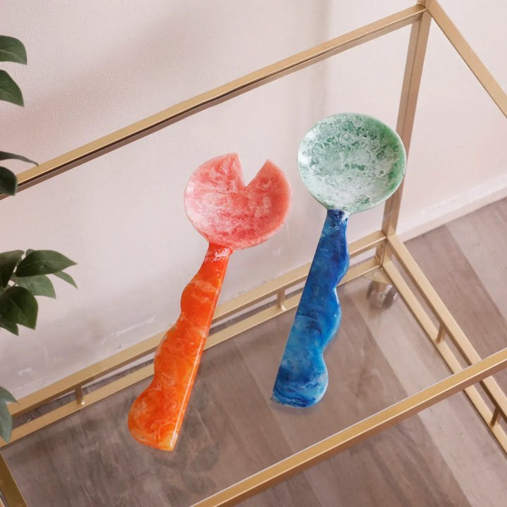 Beatriz Ball Home VIDA Resin Salad Servers (Orange and Blue)