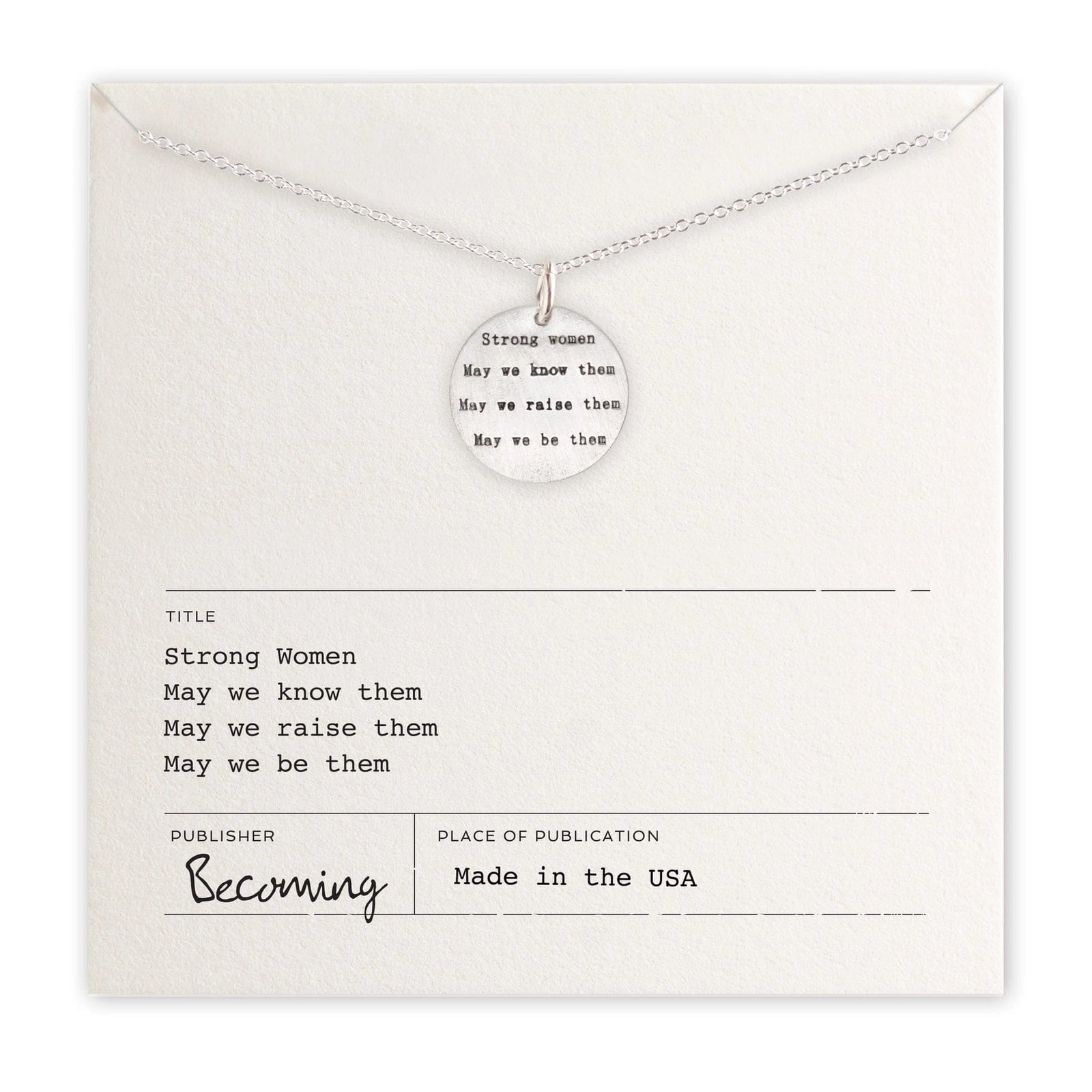 Becoming Jewelry Necklace Strong Women Necklace