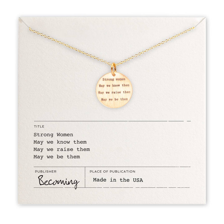 Becoming Jewelry Necklace Strong Women Necklace - Gold Fill