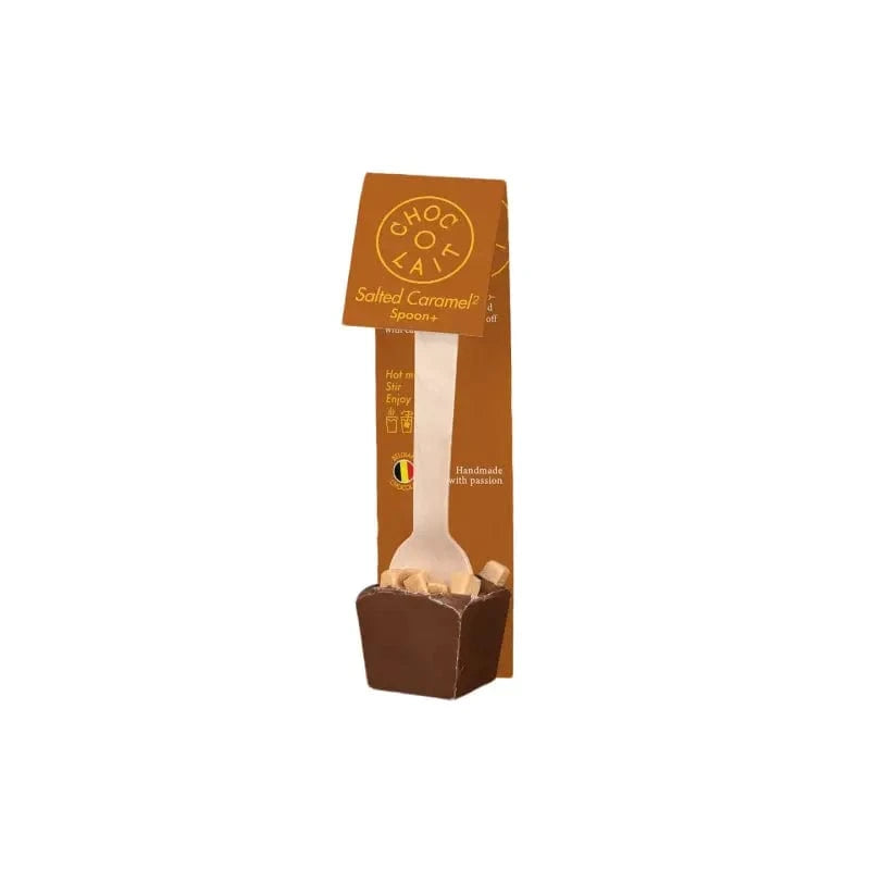 Belgium's Chocolate Source Treats Hot Chocolate Spoons - Milk Chocolate with Salted Double Caramel - 1.05 oz