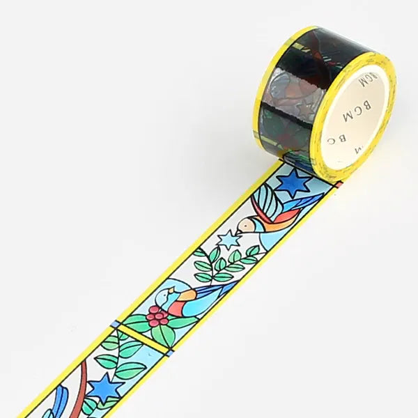 BGM Paper Stained Glass Clear Washi - Bird and Plant