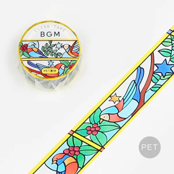 BGM Paper Stained Glass Clear Washi - Bird and Plant