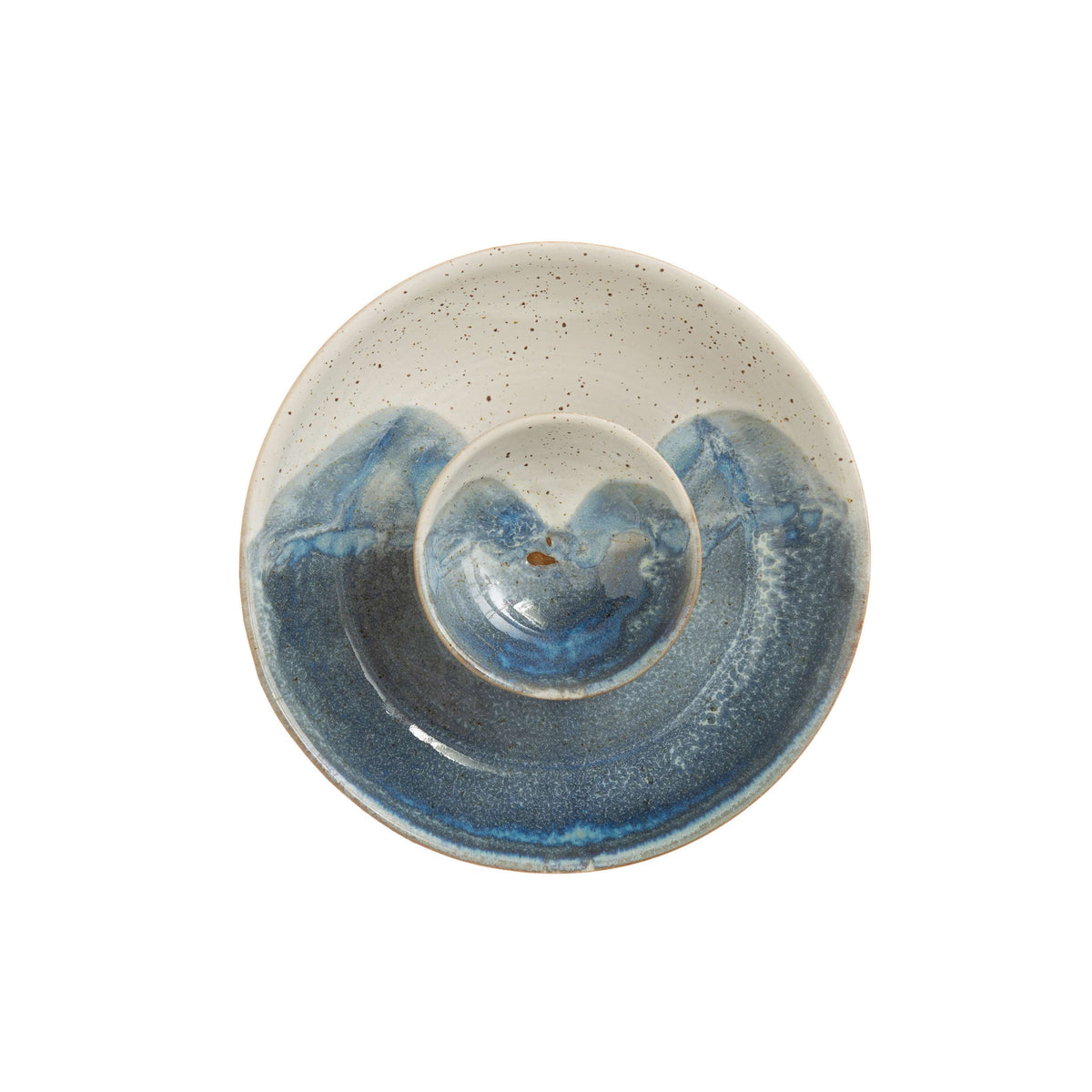 Bloomingville Hand-Painted Stoneware Chip and Dip, Reactive Glaze