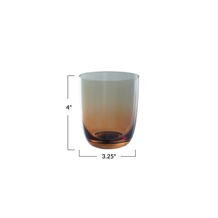 Bloomingville Home 10 oz. Drinking Glass, Iridescent Finish, Amber Color & Green Ombre