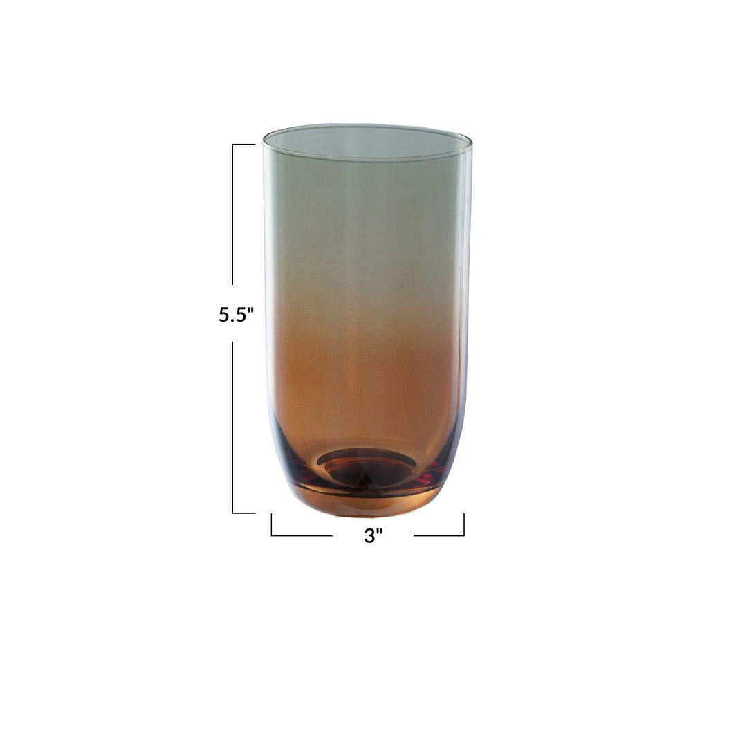 Bloomingville Home 16 oz. Drinking Glass, Iridescent Finish, Amber Color & Green Ombre