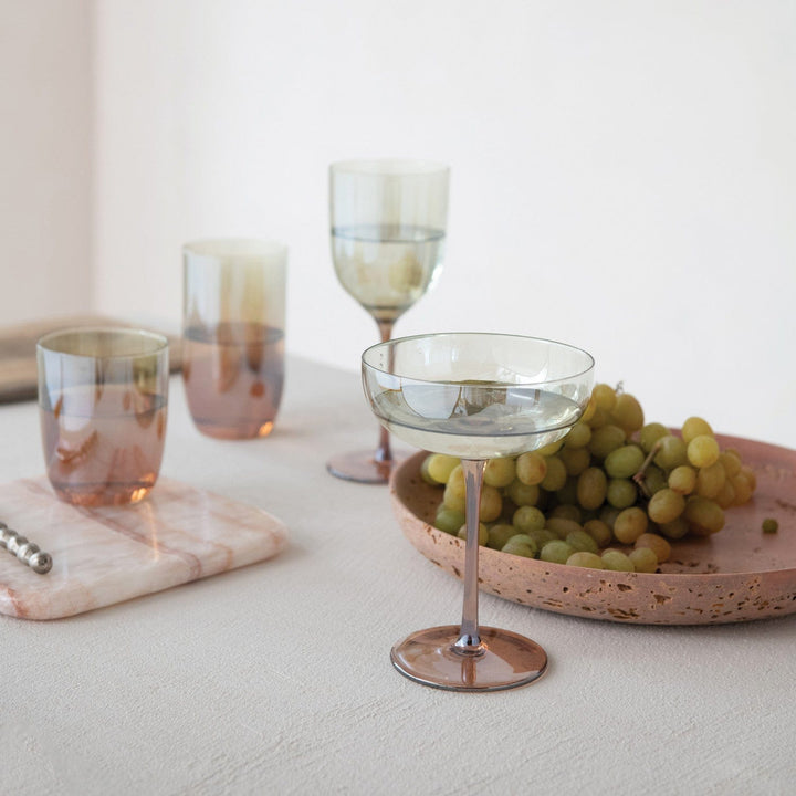 Bloomingville Home 16 oz. Drinking Glass, Iridescent Finish, Amber Color & Green Ombre