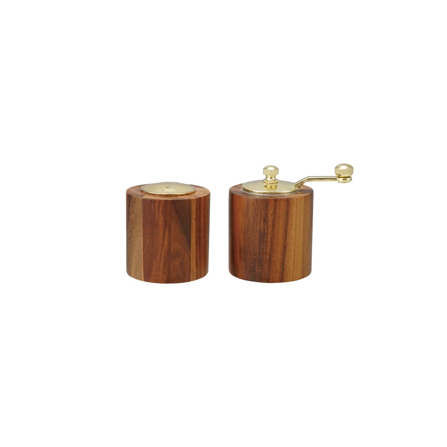 Bloomingville Home Acacia Wood Salt Shaker & Pepper Mill, Natural & Gold Finish, Set of 2