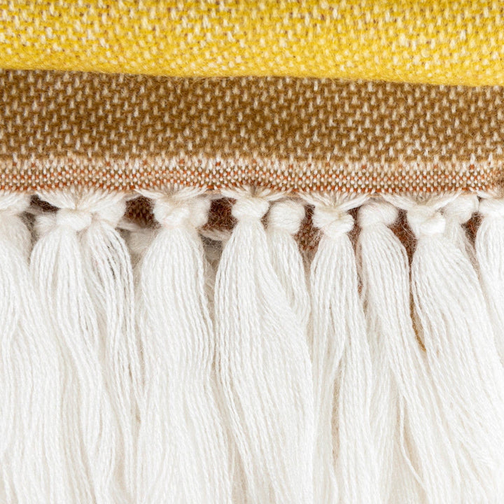 Bloomingville Home Acrylic Printed Throw with Block Pattern & Fringe, Multi Color