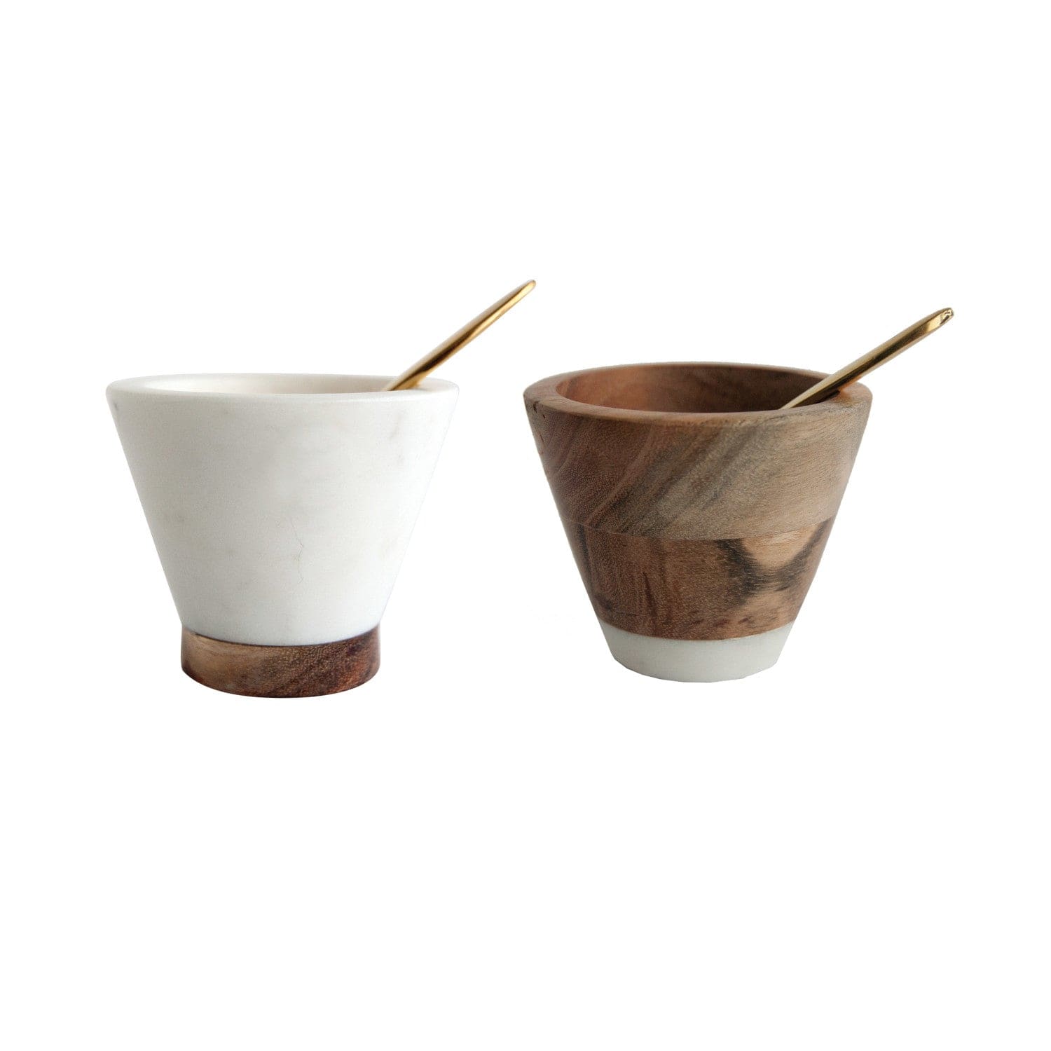 Bloomingville Home Marble & Mango Wood Pinch Pot with Brass Spoon, 2 Styles