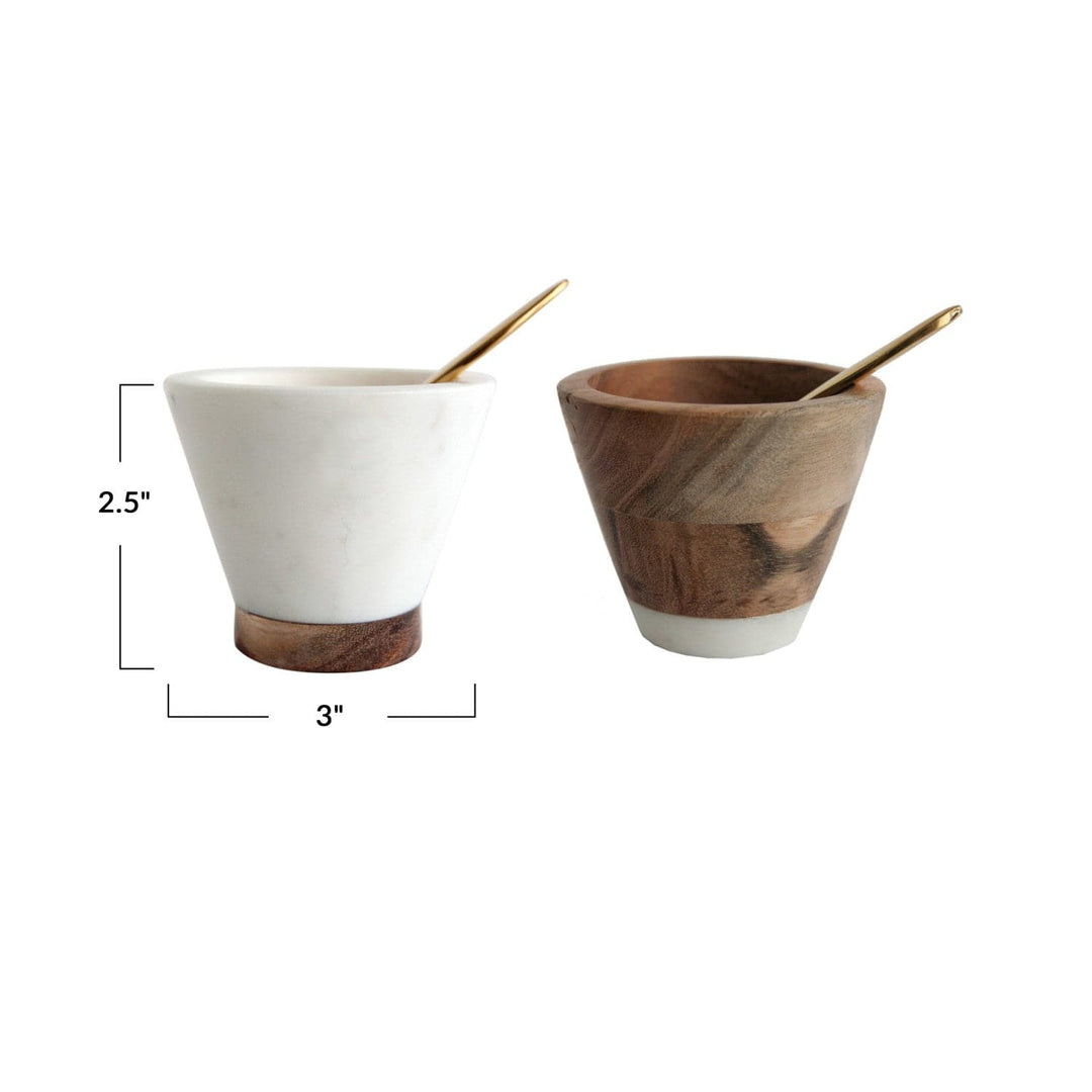 Bloomingville Home Marble & Mango Wood Pinch Pot with Brass Spoon, 2 Styles
