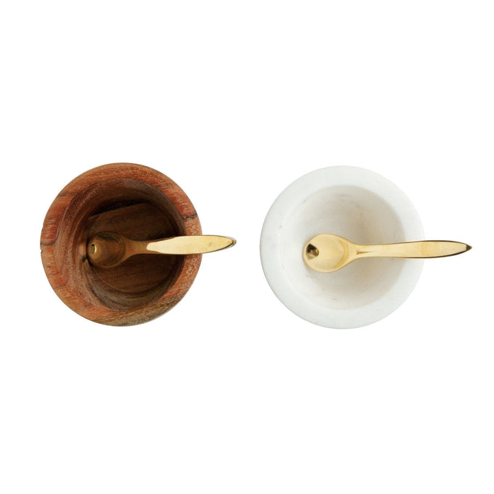 Bloomingville Home Marble & Mango Wood Pinch Pot with Brass Spoon, 2 Styles