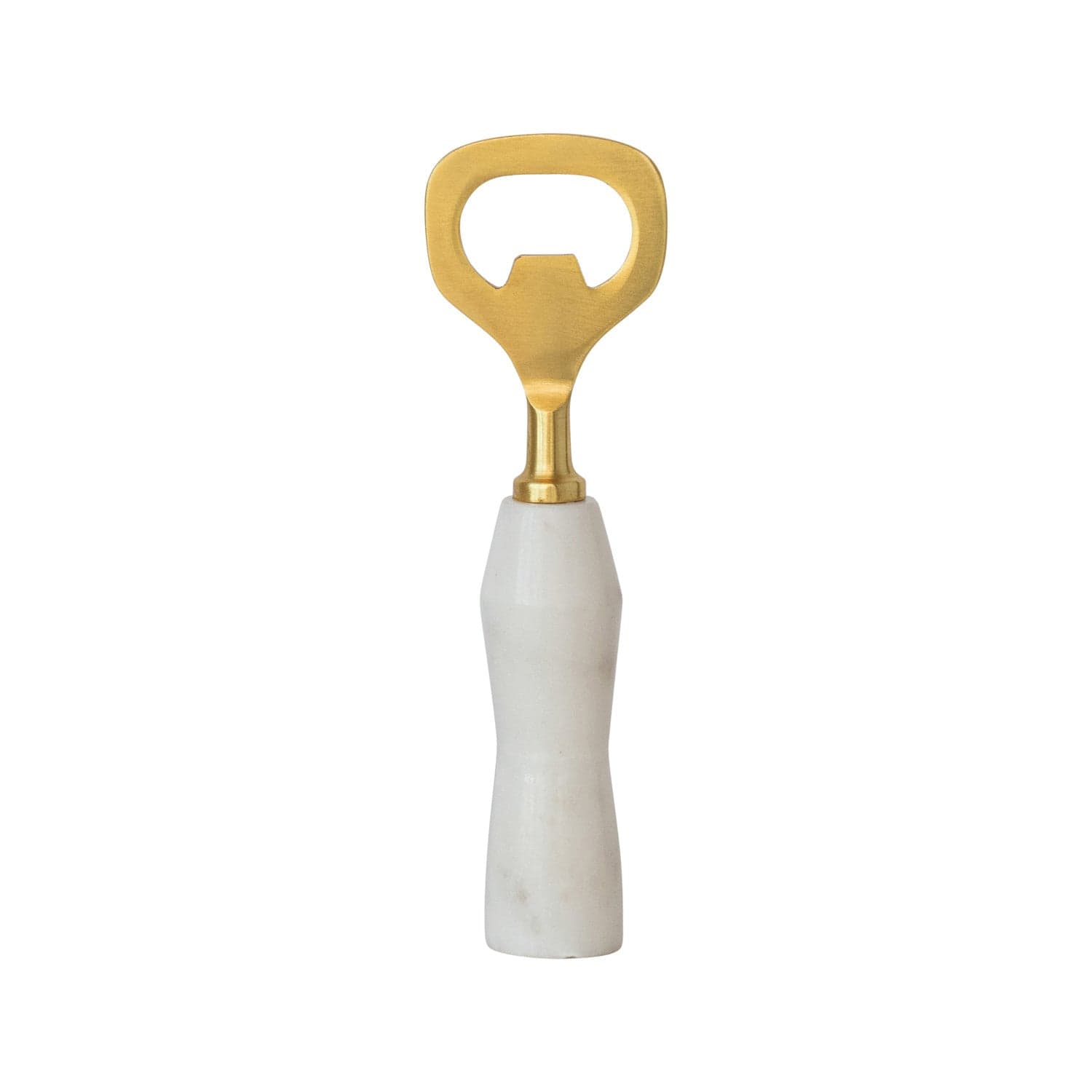 Bloomingville Home Stainless Steel & Marble Bottle Opener, Gold Finish & White