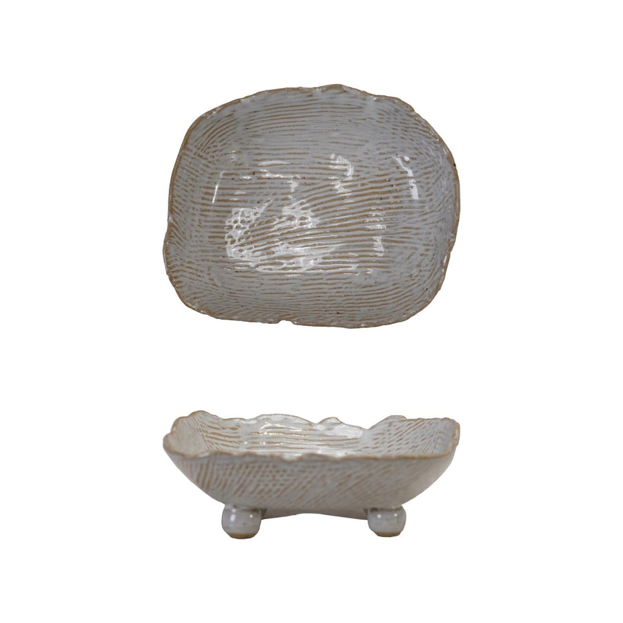 Bloomingville Home Stoneware Organic Shaped Footed Dish (Each One Will Vary)