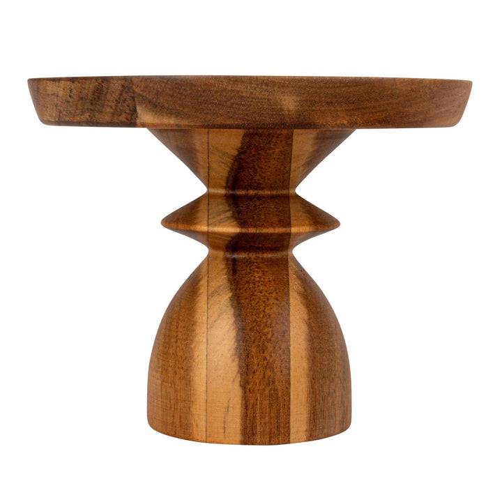 Bloomingville Home Stoneware Serving Dishes with Acacia Wood Pedestals