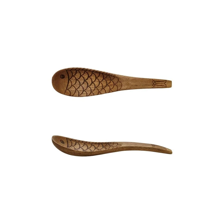 Bloomingville Kitchen Tools & Utensils Acacia Wood Spoon with Carved Fish Design