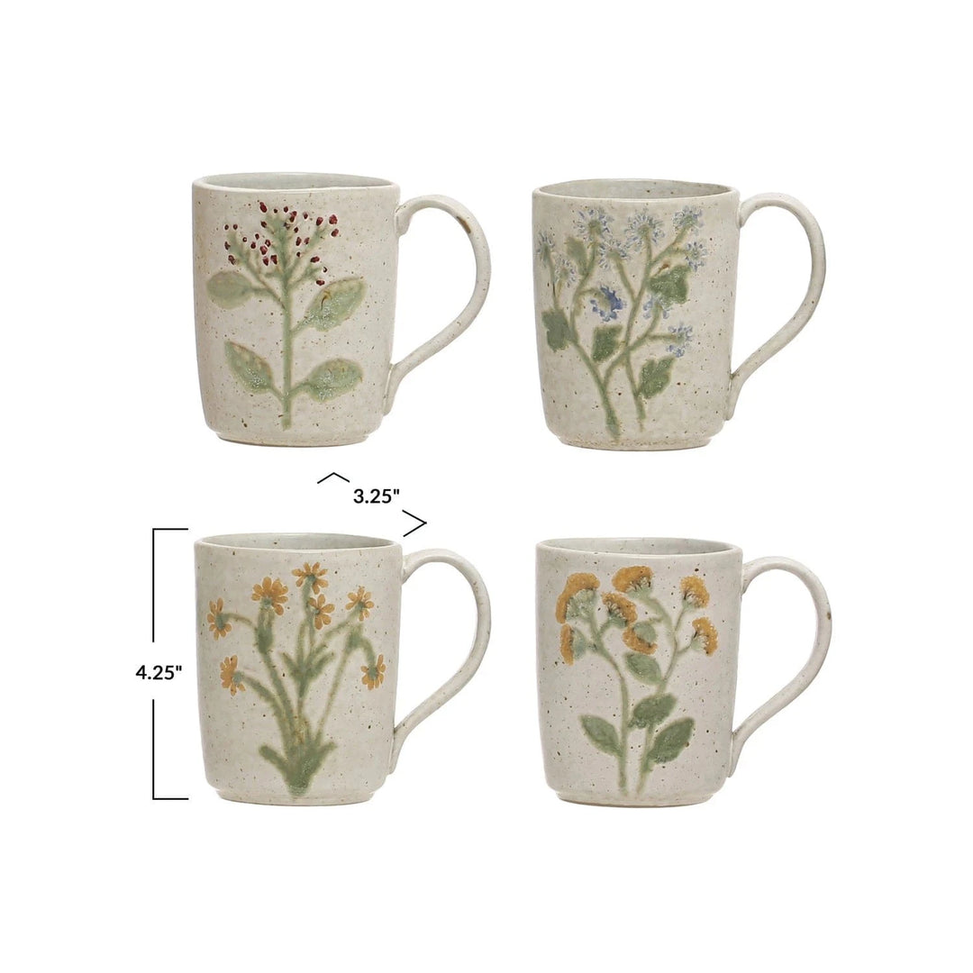 Bloomingville Mug Hand-Painted Stoneware Mug w/ Botanicals