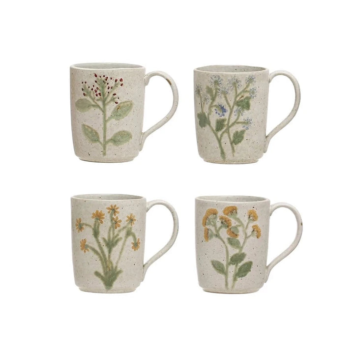 Bloomingville Mug Hand-Painted Stoneware Mug w/ Botanicals