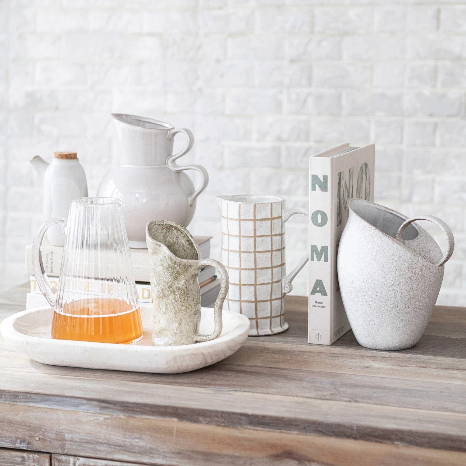 Bloomingville Pitcher 60 oz. Ribbed Glass Pitcher