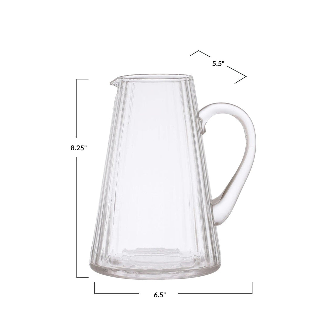 Bloomingville Pitcher 60 oz. Ribbed Glass Pitcher