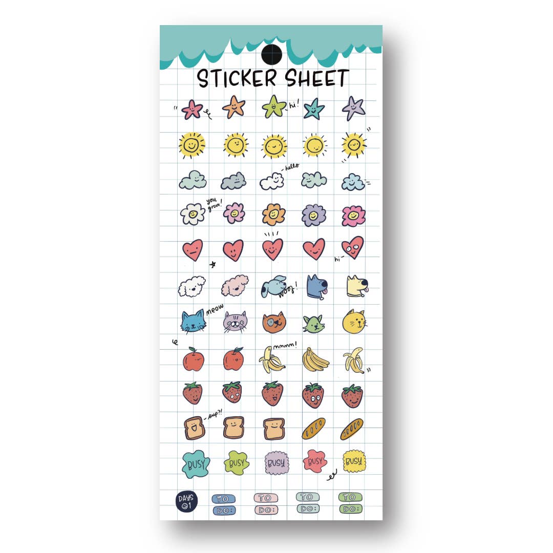 Bobo Design Studio Cards Days 01-Clear Sticker Sheet