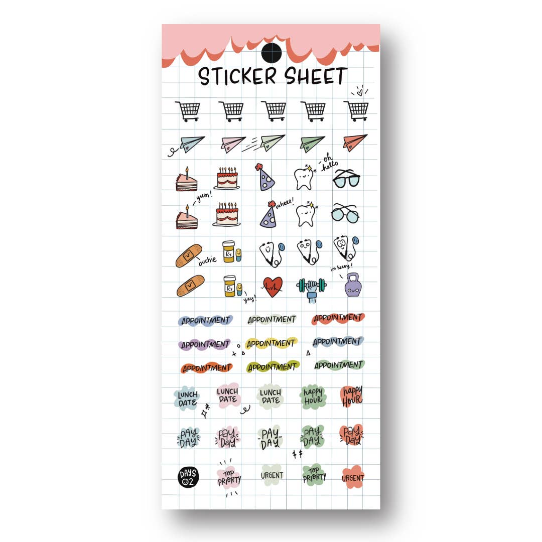 Bobo Design Studio Cards Days 02-Clear Sticker Sheet