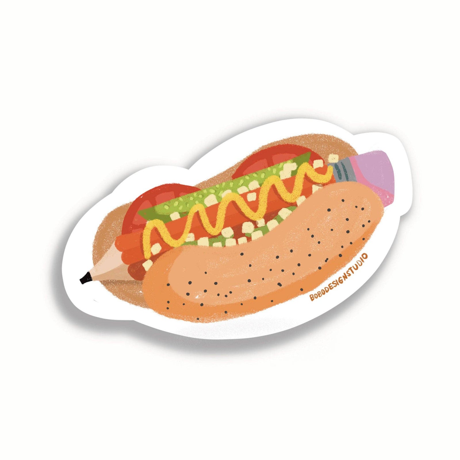 Bobo Design Studio Cards Pencil Hot Dog Vinyl Sticker
