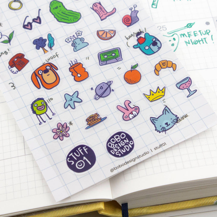Bobo Design Studio Cards Stuff 01 - Clear Planner Sticker Sheet