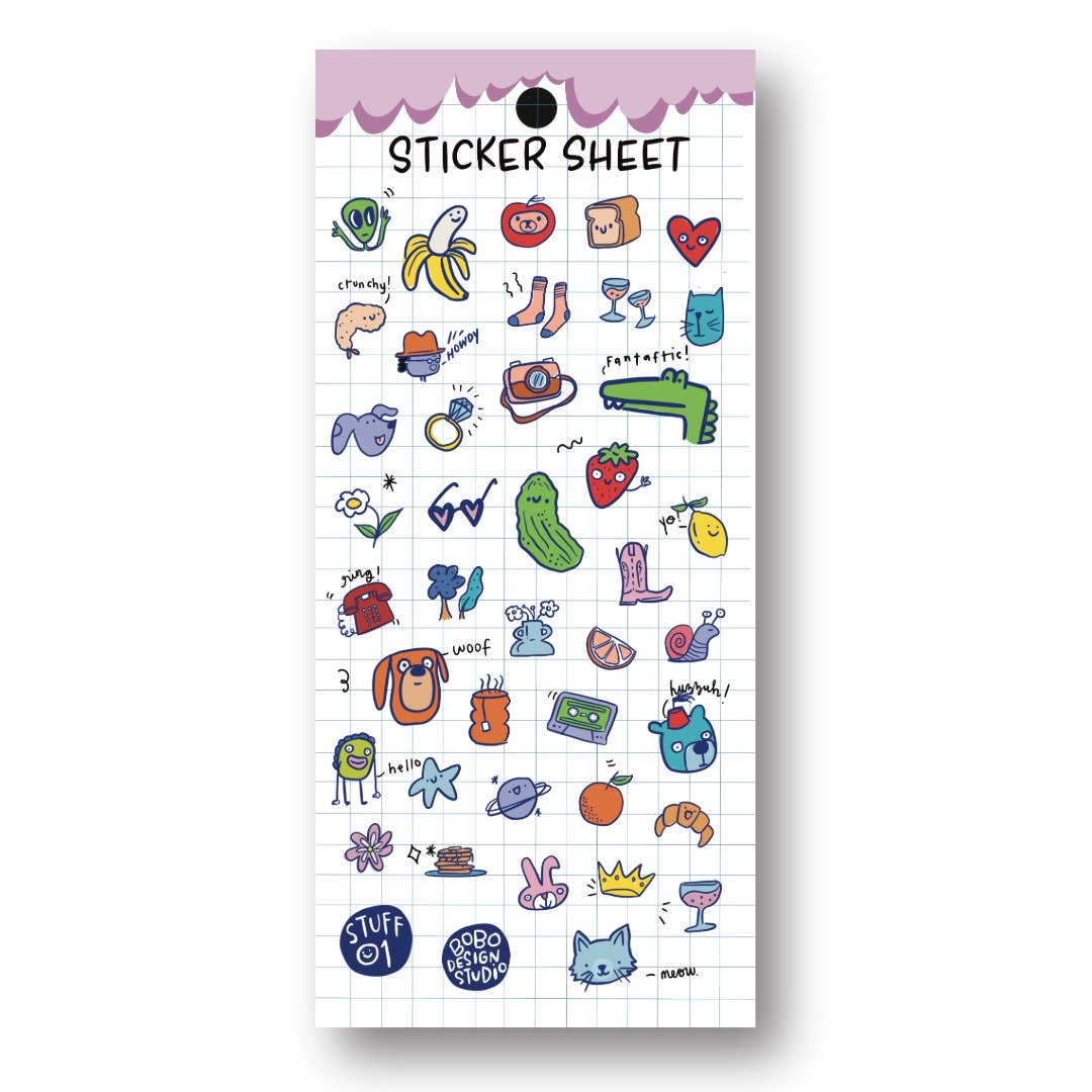 Bobo Design Studio Cards Stuff 01 - Clear Planner Sticker Sheet
