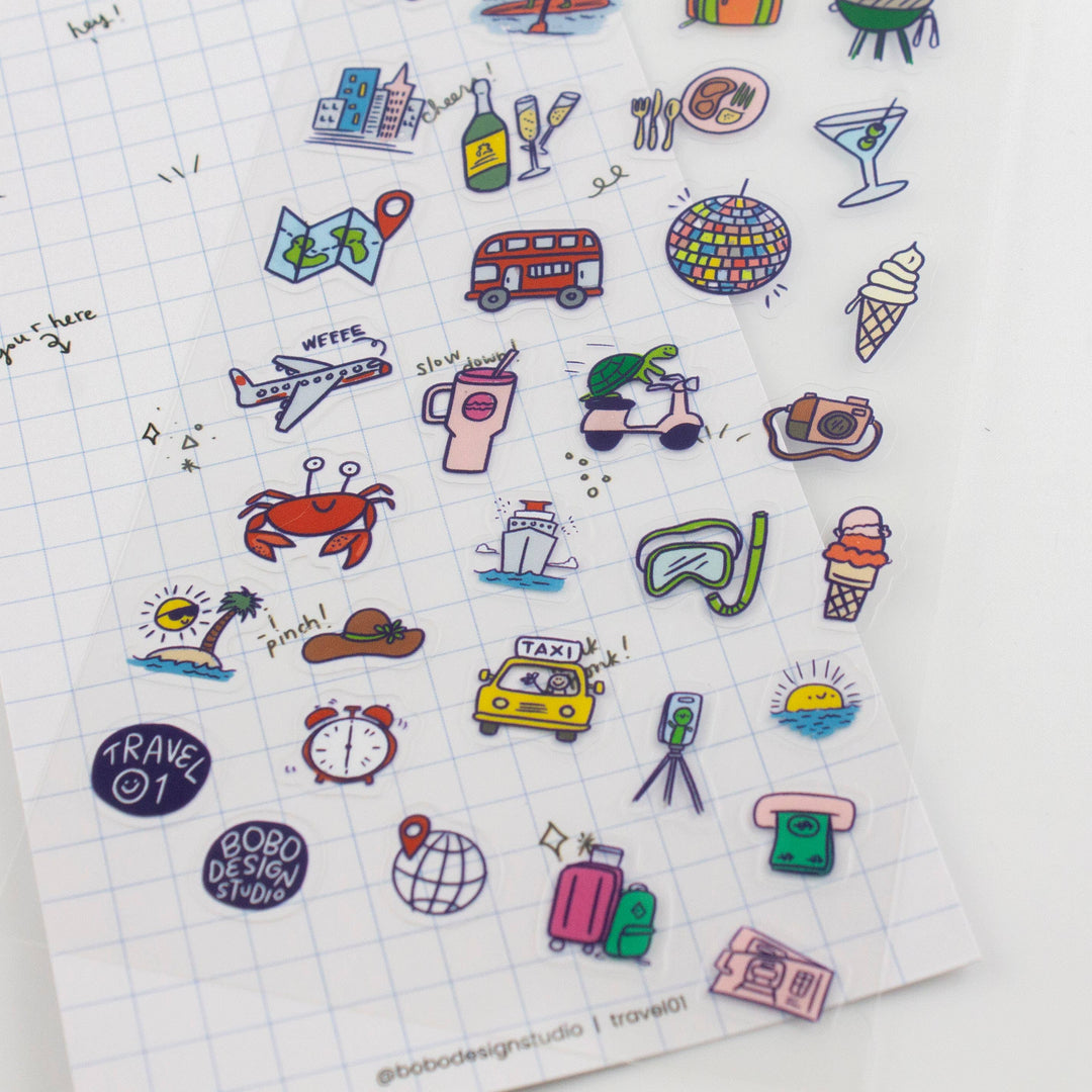 Bobo Design Studio Cards Travel 01 - Clear Planner Sticker Sheet